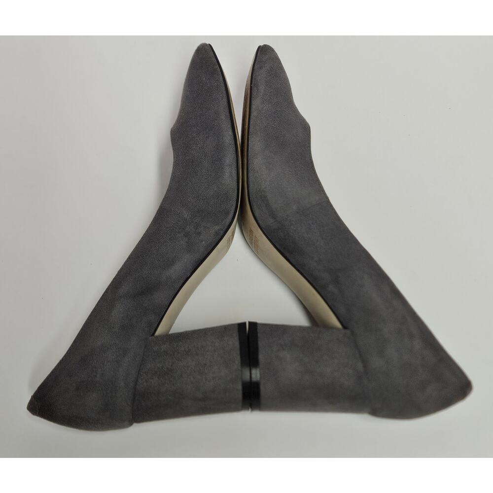 Gray Suede Johnston & Murphy Wrapped Block Heel Pointy Toe Pumps Size 8M - Picture 4 of 9